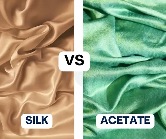 acetate fabric and silk fabric on the right